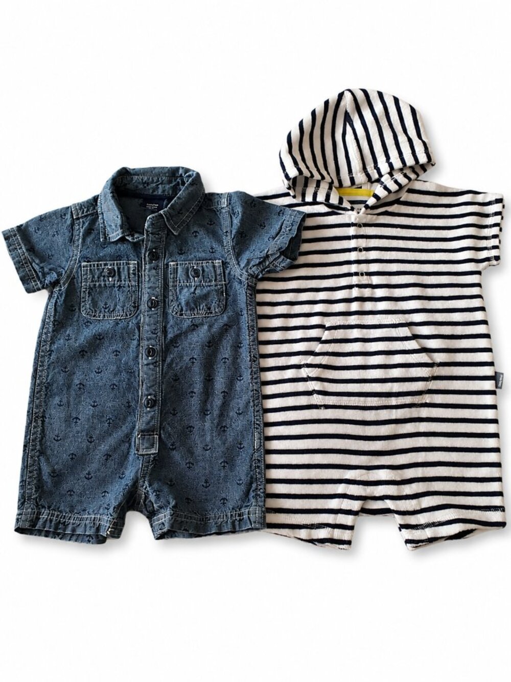 Baby Gap 2-Piece Summer Romper Bundle | Terry Beach Coverup & Denim | 6-12 Month